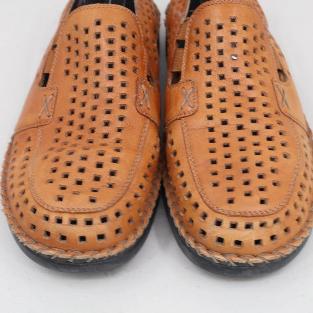 Rieker Antistress Loafers Women 42 Brown Leather Perforated Slip On Classic